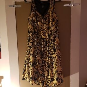 Black and Gold Fit and Flare Dress